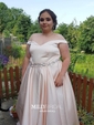 Ball Gown Off-the-shoulder Satin Prom Dresses With Beading
