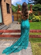 Trumpet/Mermaid Sweep Train V-neck Lace Prom Dresses