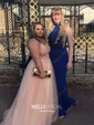 Mermaid High Neck Jersey Prom Dresses With Appliques