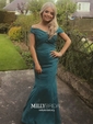 Trumpet/Mermaid Off-the-shoulder Silk-like Satin Sweep Train Prom Dresses