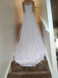 A-line V-neck Chiffon Sweep Train Wedding Dresses With Ruffles