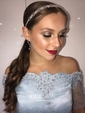 Ball Gown Off-the-shoulder Satin Tulle Prom Dresses With Appliques