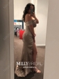 Sheath/Column Off-the-shoulder Satin Prom Dresses With Ruched