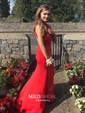 Trumpet/Mermaid Scoop Neck Stretch Crepe Sweep Train Split Front Prom Dresses