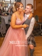 Ball Gown V-neck Floor-length Tulle Prom Dresses With Appliques