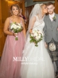 Ball Gown V-neck Floor-length Tulle Prom Dresses With Appliques