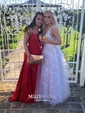 Ball Gown/Princess Floor-length V-neck Lace Tulle Prom Dresses