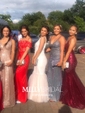 Mermaid V-neck Backless Sparkly Sequin Prom Dresses
