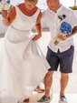 Ball Gown/Princess Scoop Neck Satin Sweep Train Wedding Dresses With Bow
