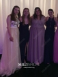 A-line Scoop Neck Tulle Prom Dresses With Appliques