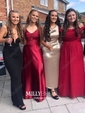 Sheath/Column Cowl Neck Ankle-length Satin Prom Dresses