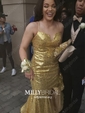 Trumpet/Mermaid V-neck Sequined Sweep Train Split Front Prom Dresses