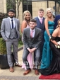Sheath/Column V-neck Floor-length Jersey Prom Dresses With Appliques