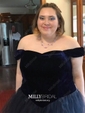 Ball Gown Off-the-shoulder Tulle Velvet Floor-length Prom Dresses