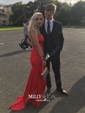 Sheath/Column V-neck Backless Floor-length Satin Prom Dresses