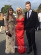 Sheath/Column V-neck Backless Floor-length Satin Prom Dresses