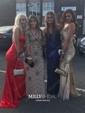 Sheath/Column V-neck Backless Floor-length Satin Prom Dresses