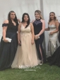 Ball Gown V-neck Floor-length Tulle Prom Dresses With Appliques
