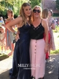 Black Ball Gown V-neck Satin Prom Dresses With Ruched