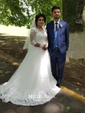 Ball Gown/Princess Illusion Tulle Court Train Wedding Dresses With Appliques Lace