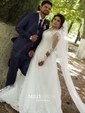 Ball Gown/Princess Illusion Tulle Court Train Wedding Dresses With Appliques Lace