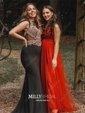 Black A-line V-neck Floor-length Tulle Prom Dresses With Split