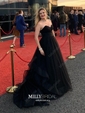 Princess Strapless Tulle Ruffle Prom Dresses With Ruched