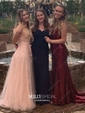 Trumpet/Mermaid Sweep Train V-neck Sequined Prom Dresses