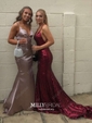 Trumpet/Mermaid Sweep Train V-neck Sequined Prom Dresses