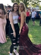 Mermaid V-neck Backless Sparkly Sequin Prom Dresses