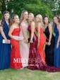 Trumpet/Mermaid Sweep Train V-neck Sequined Prom Dresses