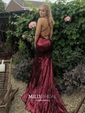 Mermaid V-neck Backless Sparkly Sequin Prom Dresses