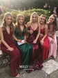 Trumpet/Mermaid Sweep Train V-neck Sequined Prom Dresses