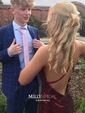 Mermaid V-neck Backless Sparkly Sequin Prom Dresses
