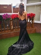 Trumpet/Mermaid Sweep Train V-neck Sequined Prom Dresses