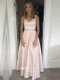 Ball Gown Off-the-shoulder Satin Prom Dresses With Beading