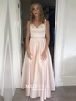 Ball Gown/Princess Floor-length Off-the-shoulder Satin Beading Prom Dresses