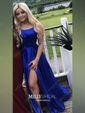 A-line Scoop Neck Satin Prom Dresses With Ruched