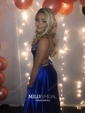 A-line Scoop Neck Satin Prom Dresses With Ruched