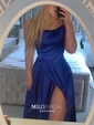 A-line Scoop Neck Satin Prom Dresses With Ruched