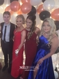 A-line Scoop Neck Satin Prom Dresses With Ruched