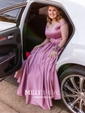 Ball Gown Off-the-shoulder Satin Prom Dresses With Beading