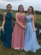Ball Gown Halter Tulle Prom Dresses With Beading