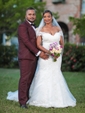 Trumpet/Mermaid V-neck Lace Tulle Court Train Appliques Lace Graceful Wedding Dresses