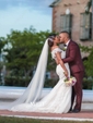 Trumpet/Mermaid V-neck Lace Tulle Court Train Appliques Lace Graceful Wedding Dresses