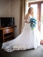 Ball Gown V-neck Tulle Court Train Wedding Dresses With Beading