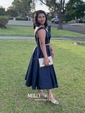 Off-The-Shoulder Satin Tea-length Skater Homecoming Dresses