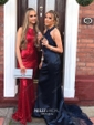 Trumpet/Mermaid Halter Jersey Court Train Appliques Lace Prom Dresses