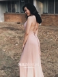 Sheath/Column Square Neck Floor-length Chiffon Prom Dresses