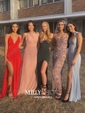 Sheath/Column Square Neck Floor-length Chiffon Prom Dresses